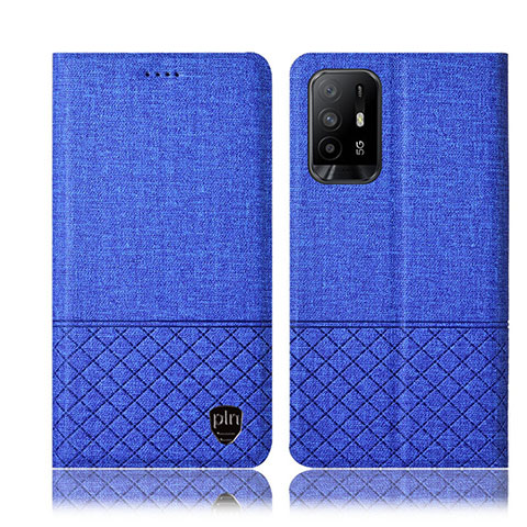 Funda de pano Cartera con Soporte H12P para Oppo A95 5G Azul