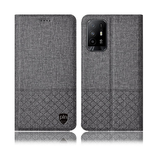 Funda de pano Cartera con Soporte H12P para Oppo A95 5G Gris