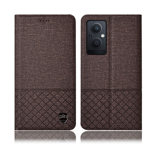 Funda de pano Cartera con Soporte H12P para Oppo A96 5G Marron