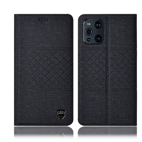 Funda de pano Cartera con Soporte H12P para Oppo Find X3 5G Negro