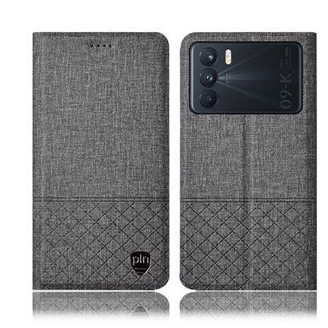 Funda de pano Cartera con Soporte H12P para Oppo K9 Pro 5G Gris