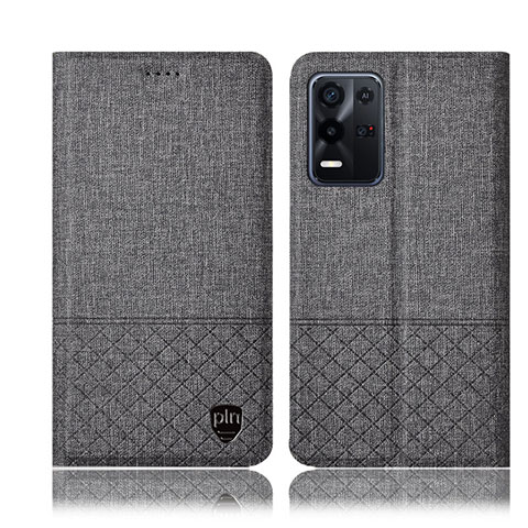 Funda de pano Cartera con Soporte H12P para Oppo K9X 5G Gris