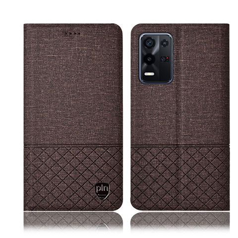 Funda de pano Cartera con Soporte H12P para Oppo K9X 5G Marron