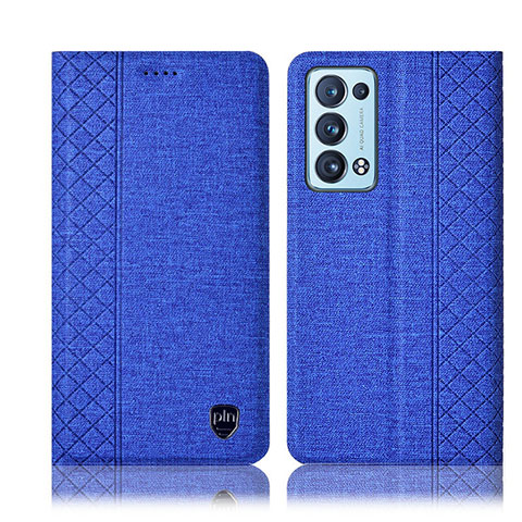 Funda de pano Cartera con Soporte H12P para Oppo Reno6 Pro 5G Azul