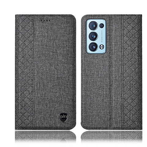 Funda de pano Cartera con Soporte H12P para Oppo Reno6 Pro 5G Gris