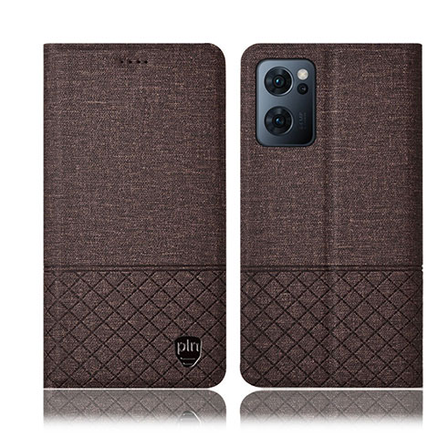 Funda de pano Cartera con Soporte H12P para Oppo Reno7 5G Marron