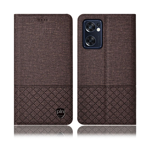 Funda de pano Cartera con Soporte H12P para Oppo Reno7 SE 5G Marron