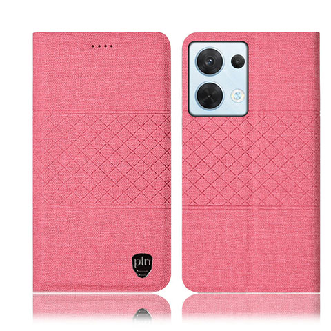 Funda de pano Cartera con Soporte H12P para Oppo Reno8 5G Rosa