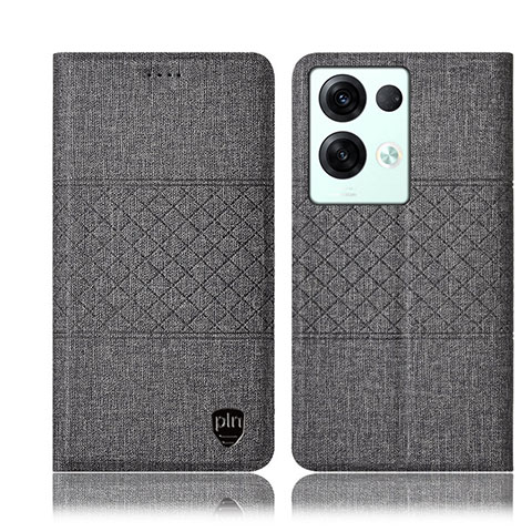 Funda de pano Cartera con Soporte H12P para Oppo Reno8 Pro 5G Gris