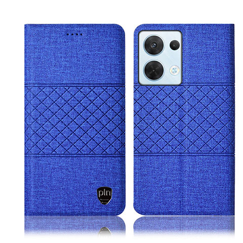 Funda de pano Cartera con Soporte H12P para Oppo Reno9 5G Azul