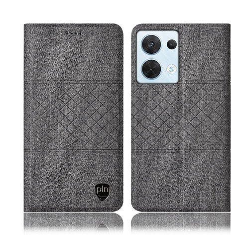 Funda de pano Cartera con Soporte H12P para Oppo Reno9 5G Gris