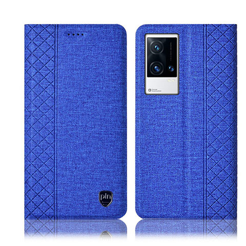 Funda de pano Cartera con Soporte H12P para Vivo iQOO 8 Pro 5G Azul