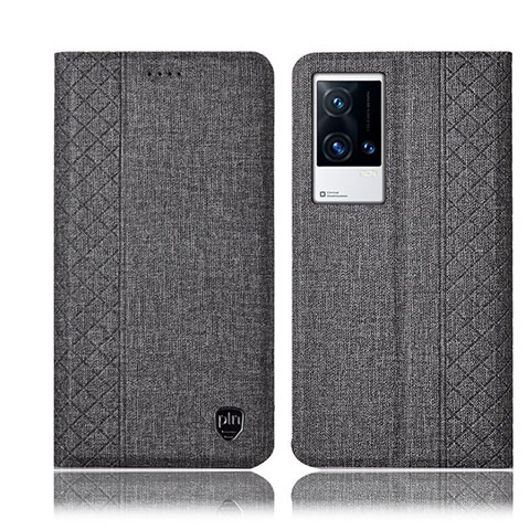 Funda de pano Cartera con Soporte H12P para Vivo iQOO 8 Pro 5G Gris