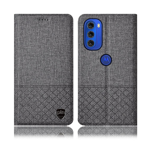 Funda de pano Cartera con Soporte H13P para Motorola Moto G51 5G Gris