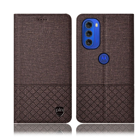 Funda de pano Cartera con Soporte H13P para Motorola Moto G51 5G Marron