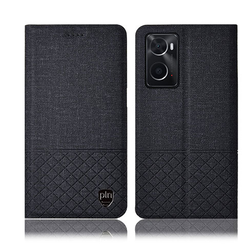 Funda de pano Cartera con Soporte H13P para Oppo A76 Negro