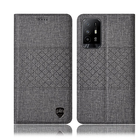 Funda de pano Cartera con Soporte H13P para Oppo A95 5G Gris