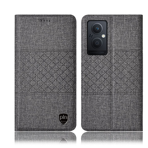 Funda de pano Cartera con Soporte H13P para Oppo A96 5G Gris