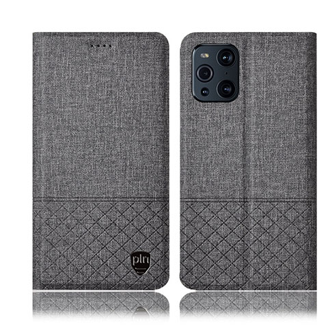 Funda de pano Cartera con Soporte H13P para Oppo Find X3 5G Gris