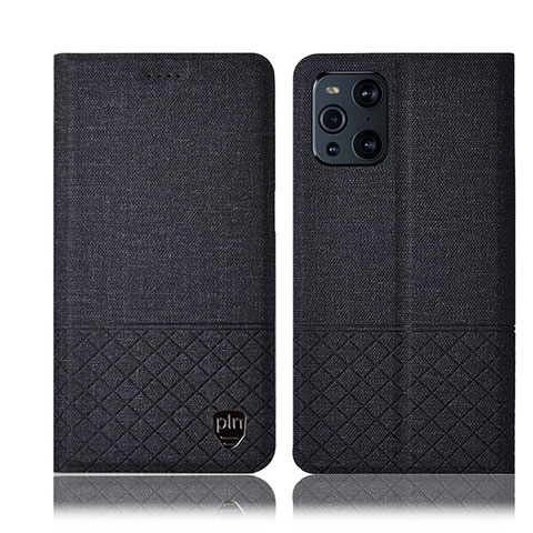 Funda de pano Cartera con Soporte H13P para Oppo Find X3 Pro 5G Negro