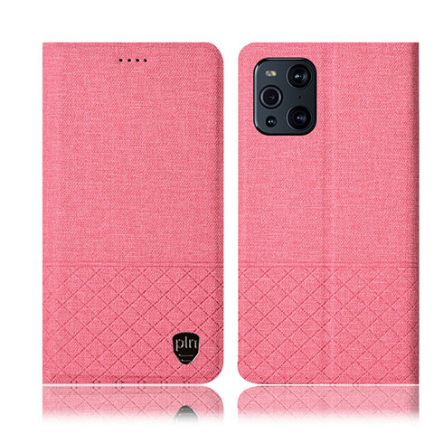 Funda de pano Cartera con Soporte H13P para Oppo Find X3 Pro 5G Rosa