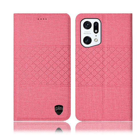 Funda de pano Cartera con Soporte H13P para Oppo Find X5 5G Rosa