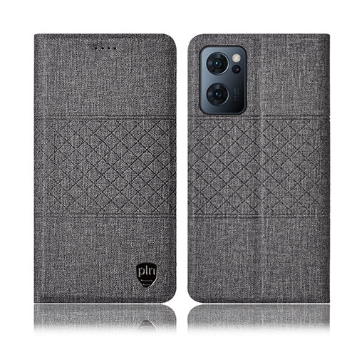 Funda de pano Cartera con Soporte H13P para Oppo Find X5 Lite 5G Gris