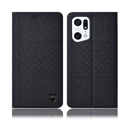 Funda de pano Cartera con Soporte H13P para Oppo Find X5 Pro 5G Negro