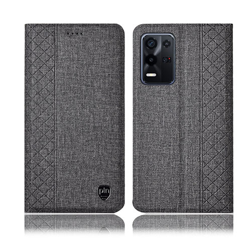 Funda de pano Cartera con Soporte H13P para Oppo K9X 5G Gris