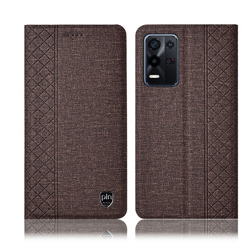 Funda de pano Cartera con Soporte H13P para Oppo K9X 5G Marron