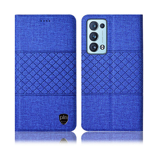 Funda de pano Cartera con Soporte H13P para Oppo Reno6 Pro 5G Azul