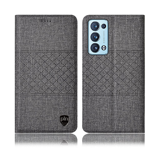 Funda de pano Cartera con Soporte H13P para Oppo Reno6 Pro 5G Gris