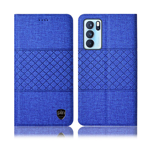 Funda de pano Cartera con Soporte H13P para Oppo Reno6 Pro 5G India Azul