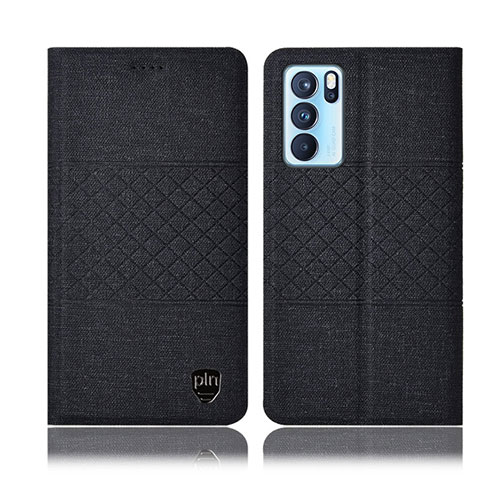 Funda de pano Cartera con Soporte H13P para Oppo Reno6 Pro 5G India Negro