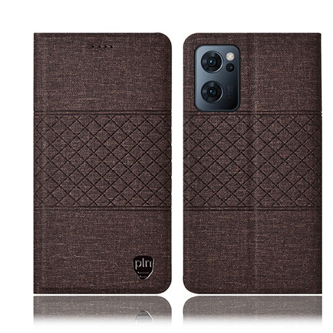 Funda de pano Cartera con Soporte H13P para Oppo Reno7 5G Marron