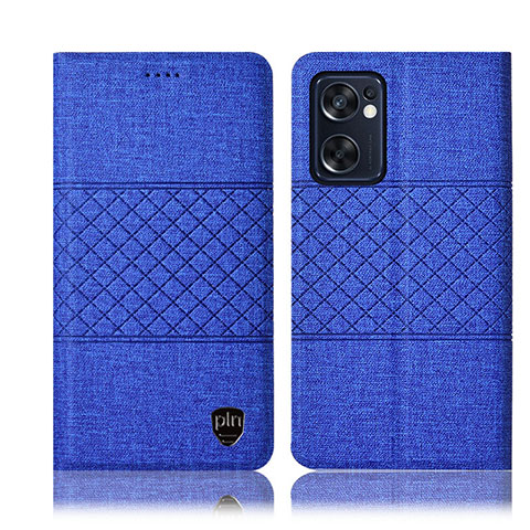 Funda de pano Cartera con Soporte H13P para Oppo Reno7 SE 5G Azul