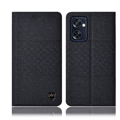 Funda de pano Cartera con Soporte H13P para Oppo Reno7 SE 5G Negro