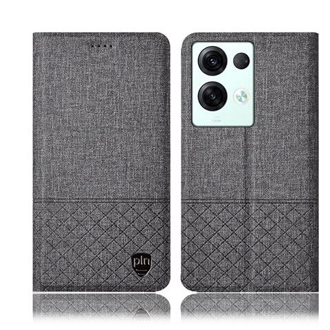 Funda de pano Cartera con Soporte H13P para Oppo Reno9 Pro+ Plus 5G Gris