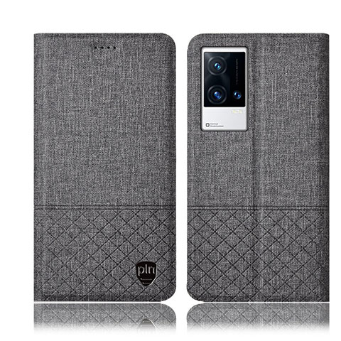 Funda de pano Cartera con Soporte H13P para Vivo iQOO 8 Pro 5G Gris