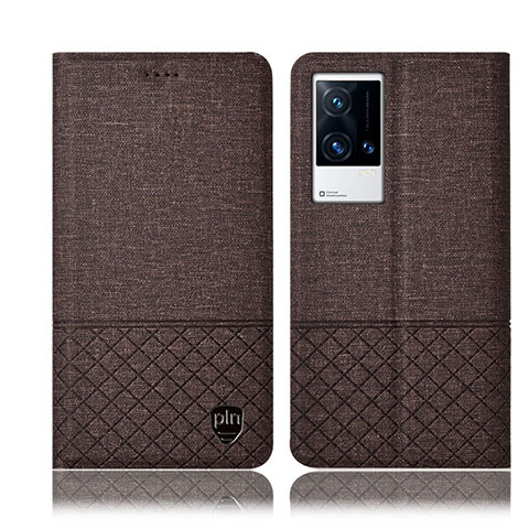 Funda de pano Cartera con Soporte H13P para Vivo iQOO 8 Pro 5G Marron