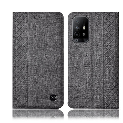 Funda de pano Cartera con Soporte H14P para Oppo A94 5G Gris