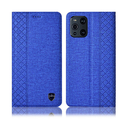 Funda de pano Cartera con Soporte H14P para Oppo Find X3 Pro 5G Azul