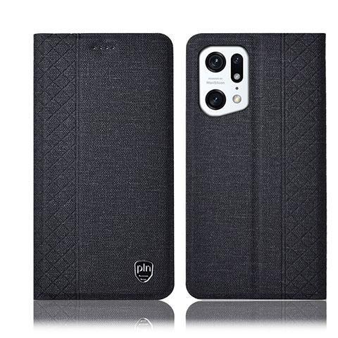 Funda de pano Cartera con Soporte H14P para Oppo Find X5 5G Negro