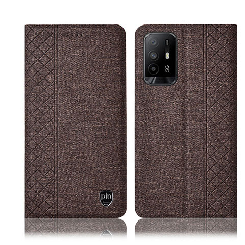 Funda de pano Cartera con Soporte H14P para Oppo Reno5 Z 5G Marron