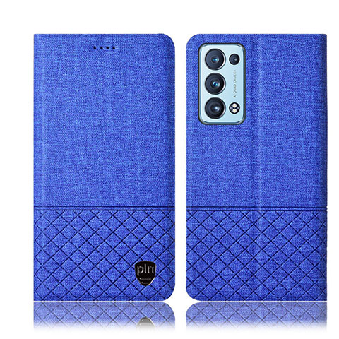 Funda de pano Cartera con Soporte H14P para Oppo Reno6 Pro+ Plus 5G Azul