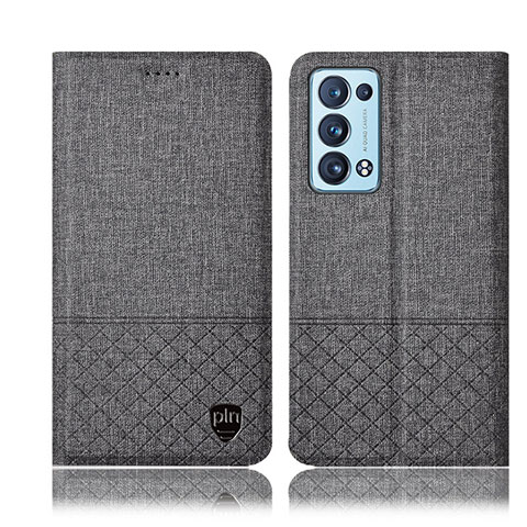 Funda de pano Cartera con Soporte H14P para Oppo Reno6 Pro+ Plus 5G Gris