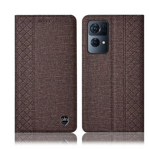 Funda de pano Cartera con Soporte H14P para Oppo Reno7 Pro 5G Marron