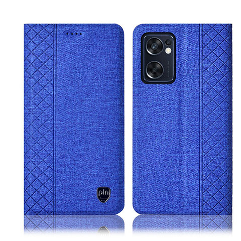 Funda de pano Cartera con Soporte H14P para Oppo Reno7 SE 5G Azul