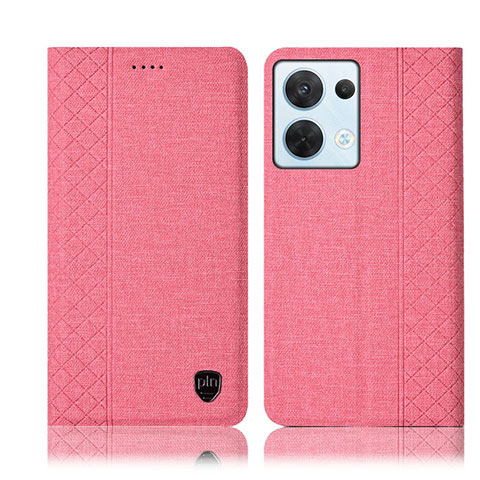 Funda de pano Cartera con Soporte H14P para Oppo Reno8 5G Rosa