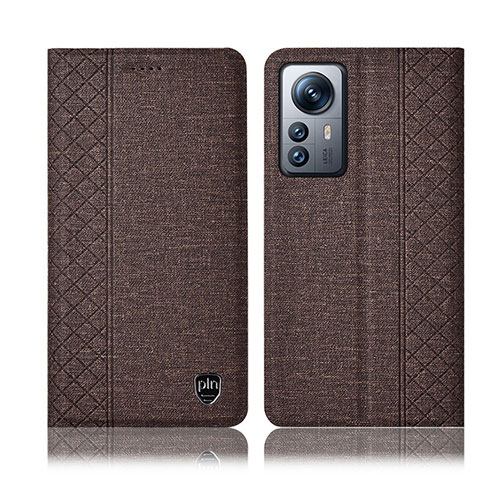 Funda de pano Cartera con Soporte H14P para Xiaomi Mi 12 Pro 5G Marron